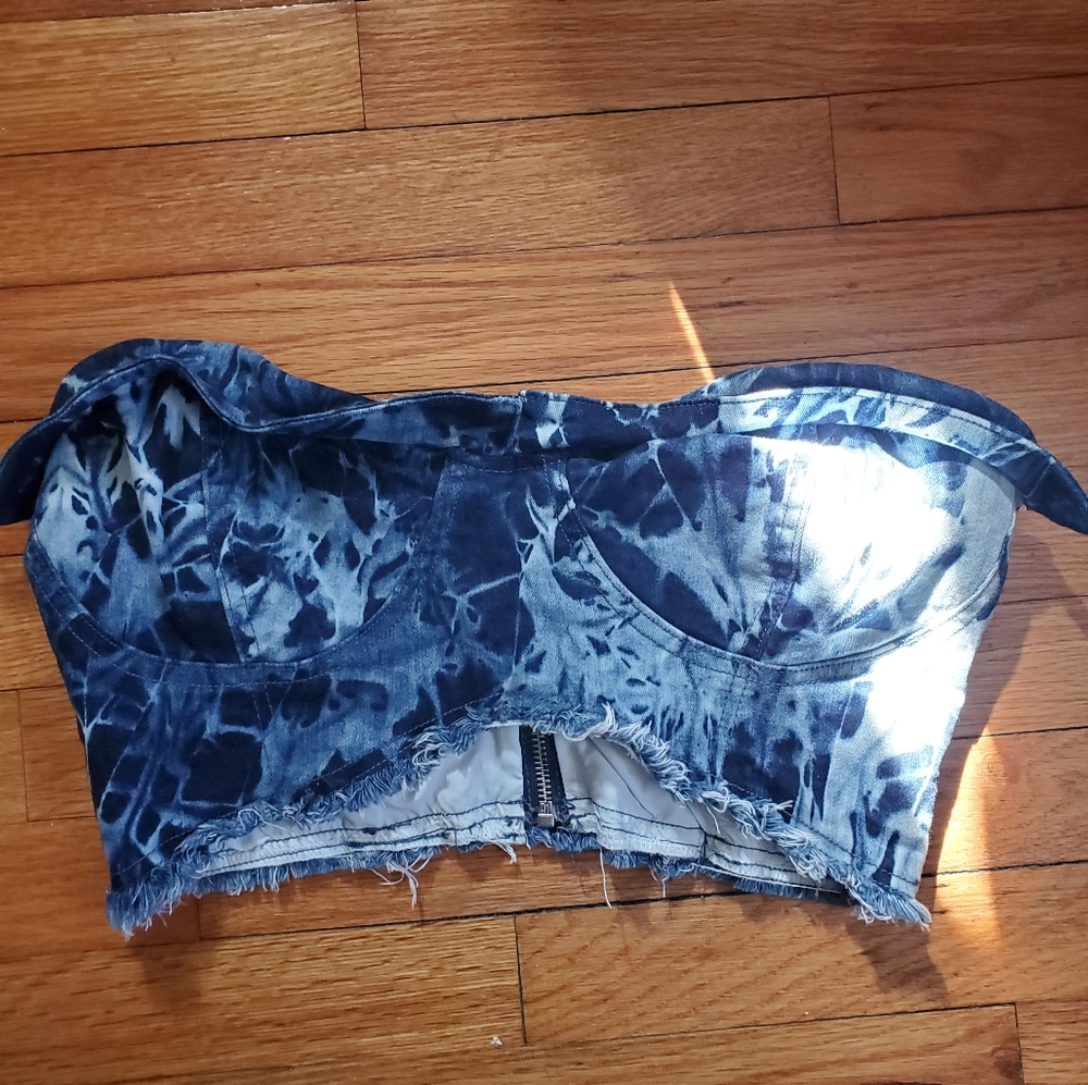 Dollskill Moonshine Magick Denim Bustier Size L
